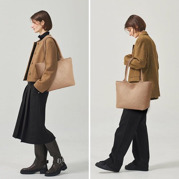 Handmade Vegan Leather Shoulder Bag - Versatile Woven Tote for All Occasions - Picture 2 of 9